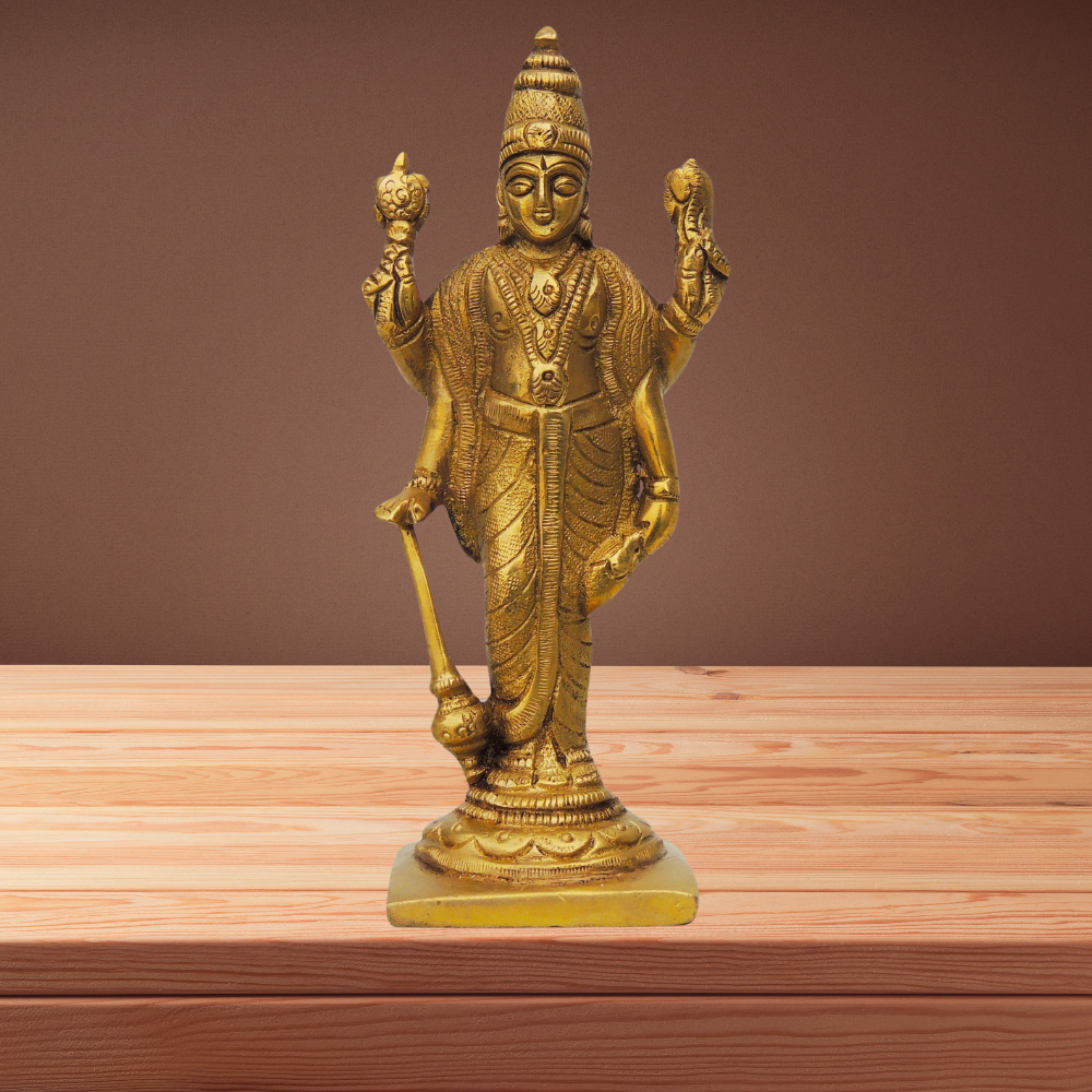 Brass Standing Vishnu Ji Statue 0.63Kg - PUSHMYCART