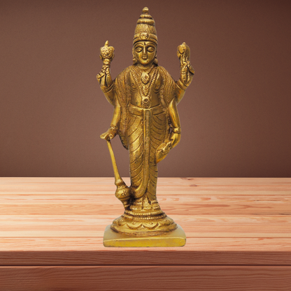 Brass Standing Vishnu Ji Statue 0.63Kg - PUSHMYCART