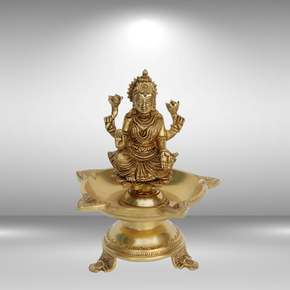 Brass Laxmi Oil Lamp Deepak 6 Wicks 2.25kg - PUSHMYCART