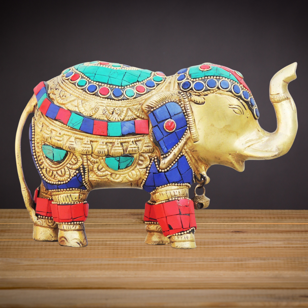 Brass Elephant Statue 2.05Kg - PUSHMYCART