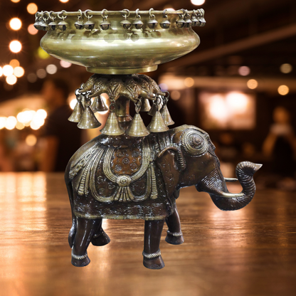 Brass Elephant Urli For Home/Event 17.5Kg - PUSHMYCART