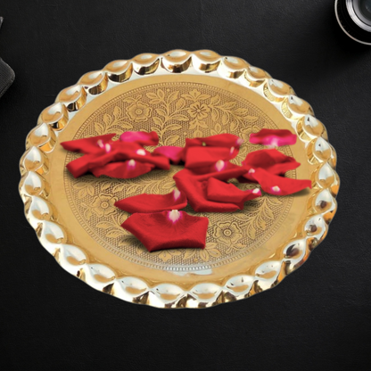 Brass Plate With Flower Design 0.6kg - PUSHMYCART