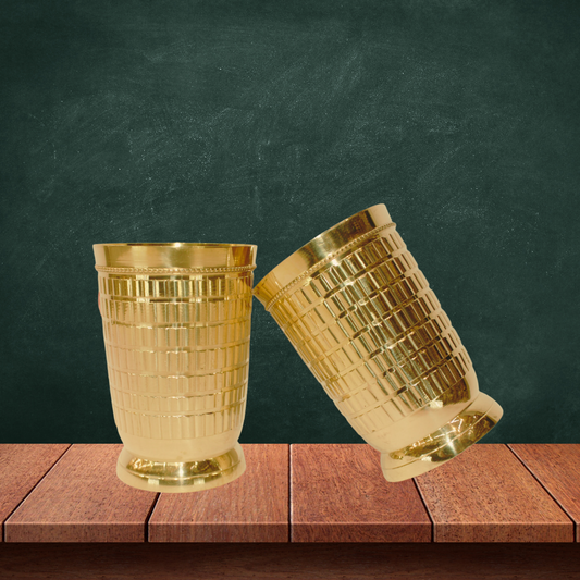 Brass Glass with Nakashi Design 181g(Pack of 16) - PUSHMYCART