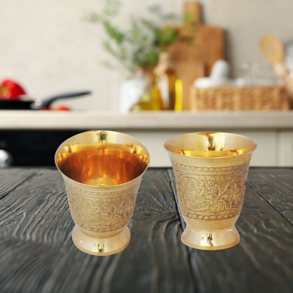 Pure Brass Glass 0.145Kg(Pack of 16) - PUSHMYCART
