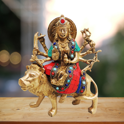 Brass Durga Ji God Idol Statue 2.29Kg - PUSHMYCART
