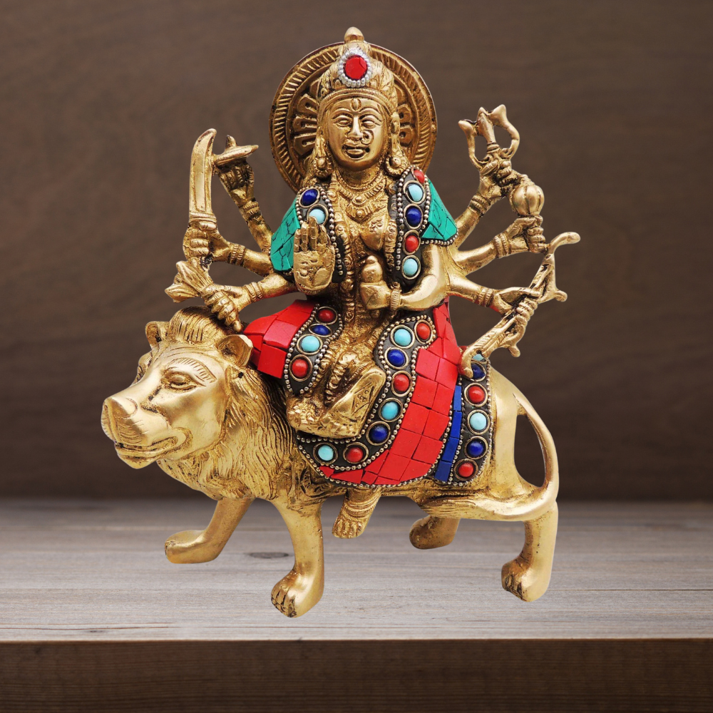 Brass Durga Ji God Idol Statue 2.29Kg - PUSHMYCART