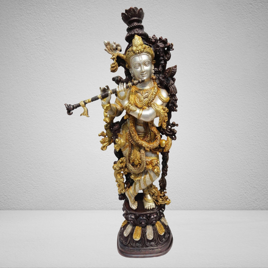 Brass Krishna God Idol Statue 15.4kg - PUSHMYCART
