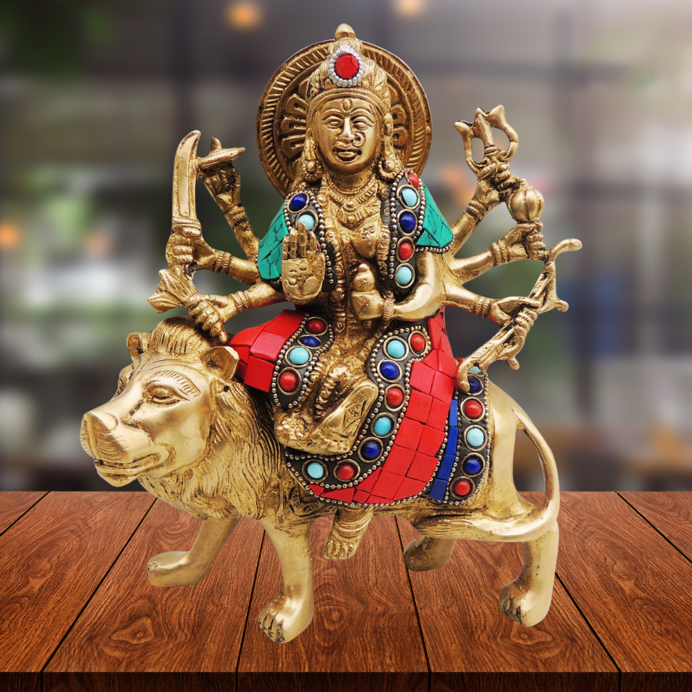 Brass Durga Ji God Idol Statue 2.29Kg - PUSHMYCART
