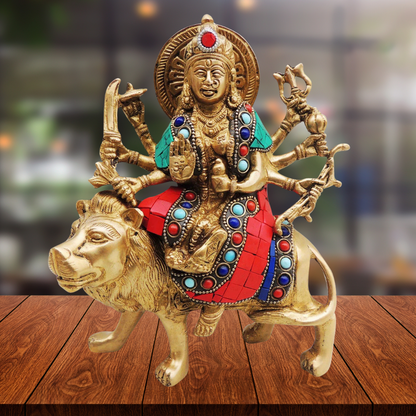 Brass Durga Ji God Idol Statue 2.29Kg - PUSHMYCART