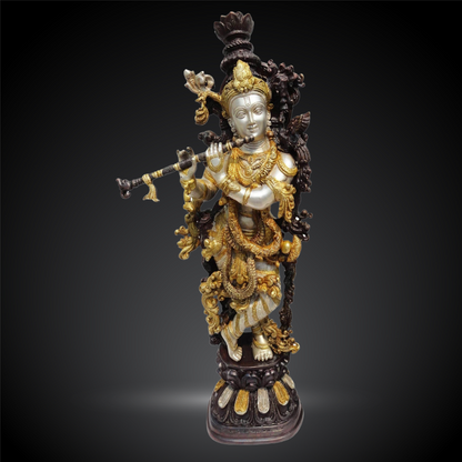 Brass Krishna God Idol Statue 15.4kg - PUSHMYCART