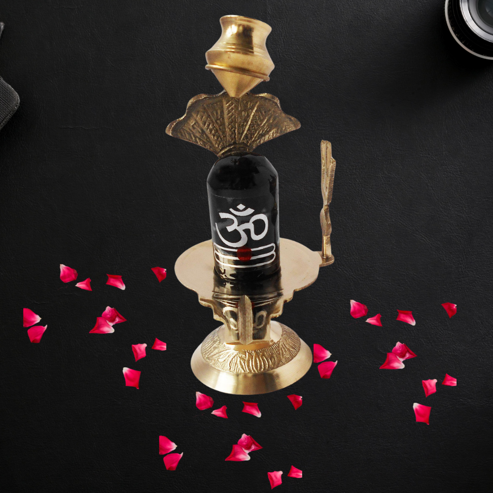 Brass Shiv Ling Black Stone 0.2Kg - PUSHMYCART