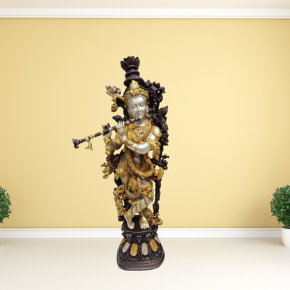 Brass Krishna God Idol Statue 15.4kg - PUSHMYCART