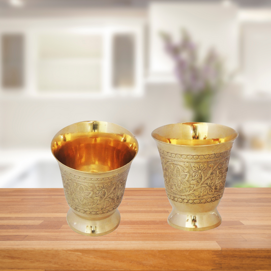 Pure Brass Glass 0.145Kg(Pack of 16) - PUSHMYCART
