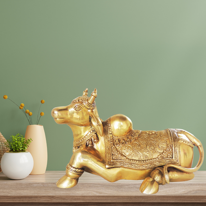 Brass Showpiece Nandi God Idol 7.6kg - PUSHMYCART
