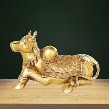 Brass Showpiece Nandi God Idol 7.6kg - PUSHMYCART