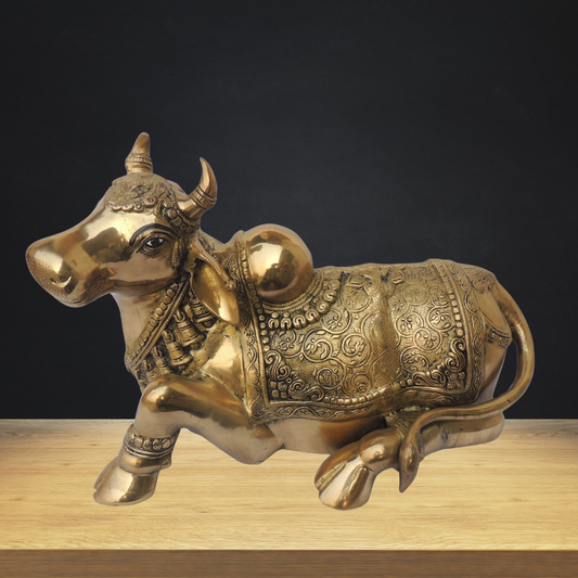 Brass Nandi Statue 18kg - PUSHMYCART