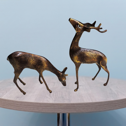 Brass Showpiece Deer Pair Statue 1.38kg - PUSHMYCART