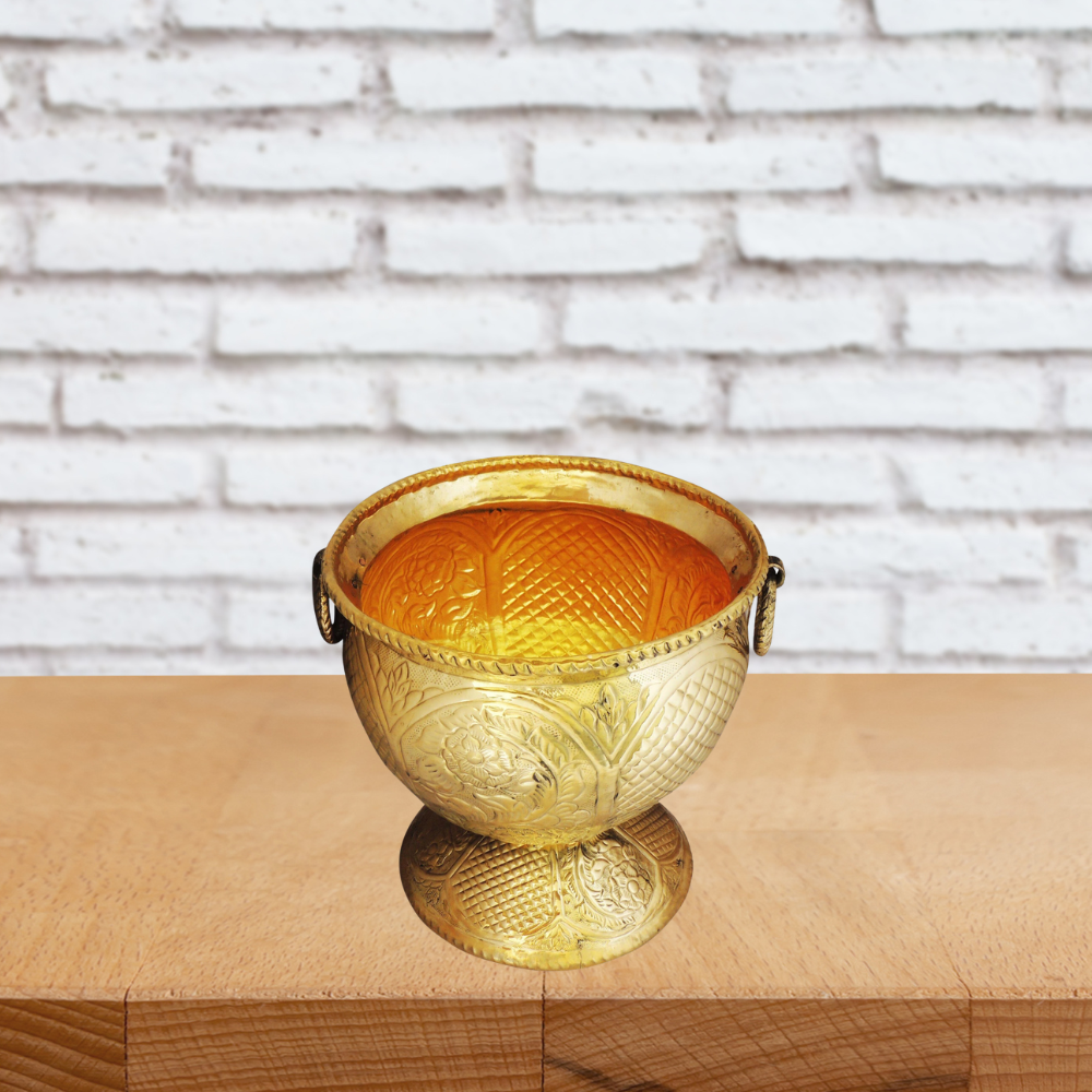 Brass Planter Pot Gamala Chatai 2.7Kg - PUSHMYCART