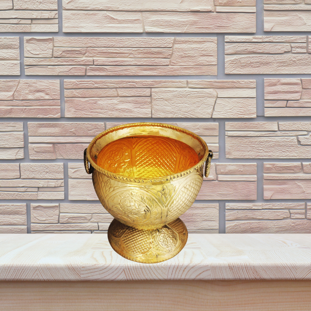 Brass Planter Pot Gamala Chatai 2.7Kg - PUSHMYCART