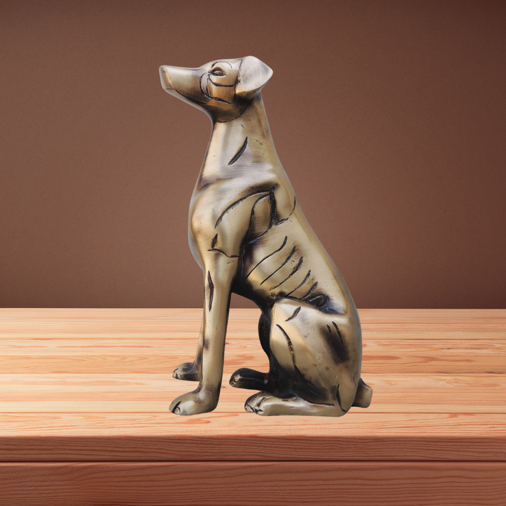 Brass Sitting Dog Statue 1.27kg - PUSHMYCART