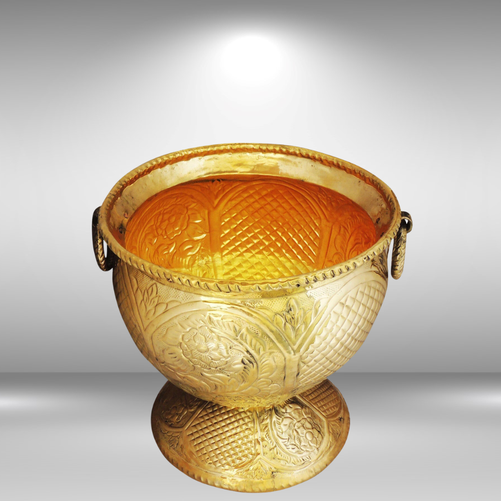 Brass Planter Pot Gamala Chatai 2.7Kg - PUSHMYCART