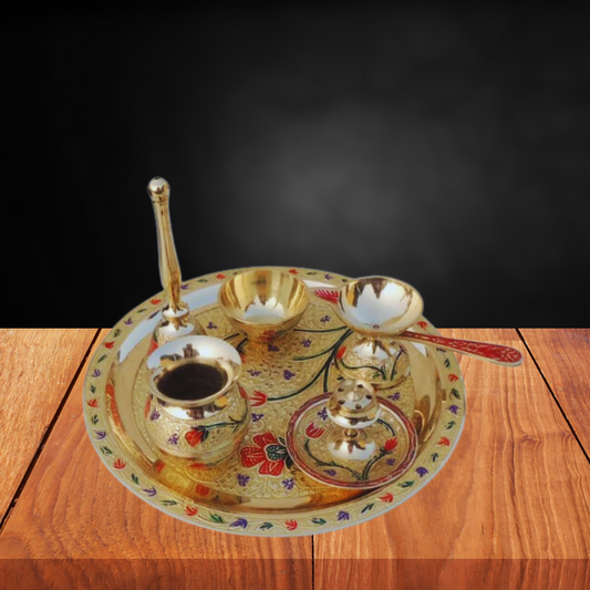 Brass Puja Thali Set - PUSHMYCART