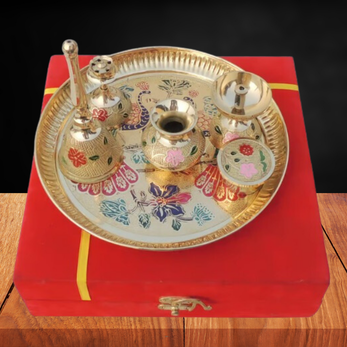 Brass Puja Thali Set - PUSHMYCART