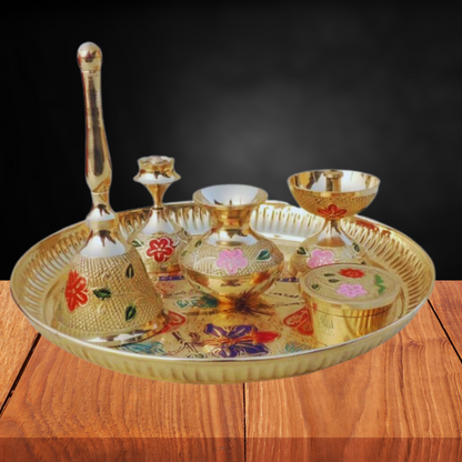 Brass Puja Thali Set - PUSHMYCART