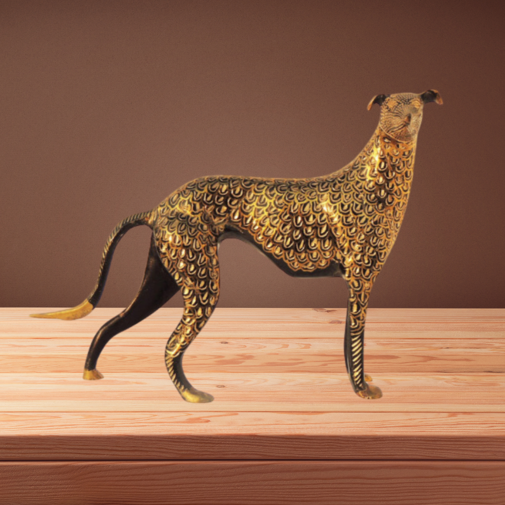 Brass Table Decor Showpiece Dog Statue 1.162kg - PUSHMYCART