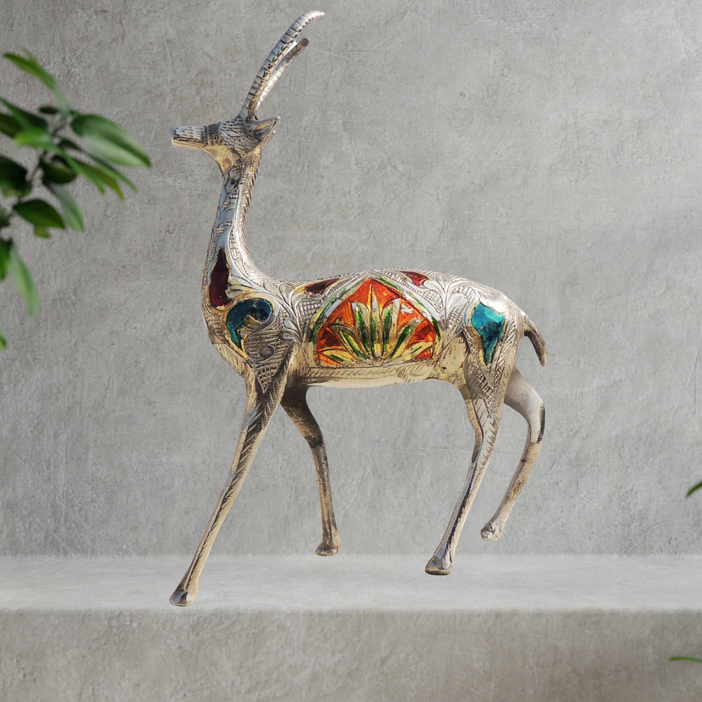 Brass Showpiece Deer Statue 0.62kg - PUSHMYCART