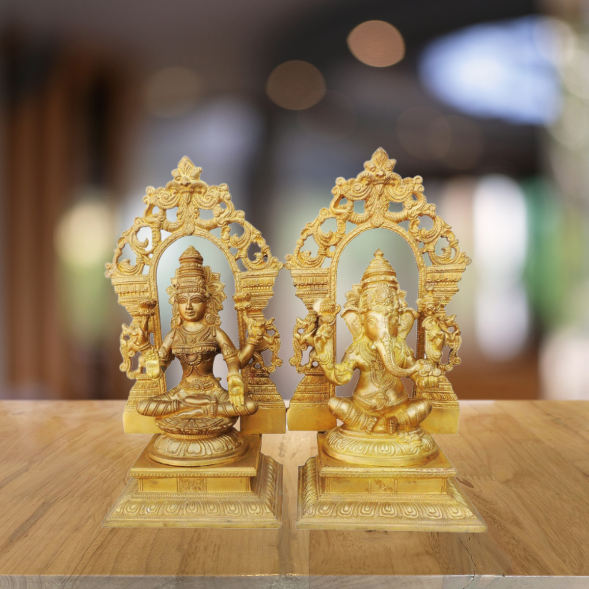 Brass Ganesh & Laxmi Statue 8.44kg - PUSHMYCART