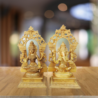 Brass Ganesh & Laxmi Statue 8.44kg - PUSHMYCART