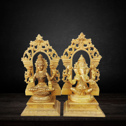 Brass Ganesh & Laxmi Statue 8.44kg - PUSHMYCART