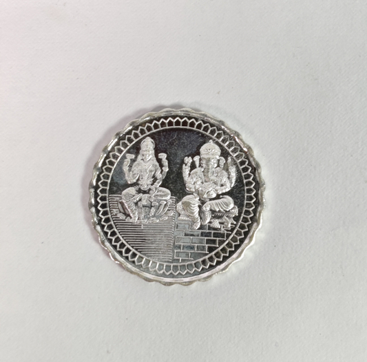 Pure Silver Lakshmi Ganesh Coin 20g - PUSHMYCART