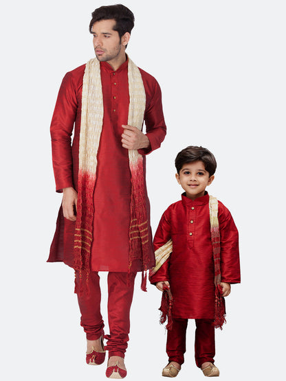 vastramay pure handloom cotton purple and white baap beta kurta pyjama set 3