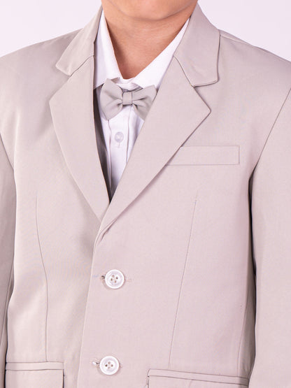 vastramay boys white and gray shirt blazer waist coat and pant