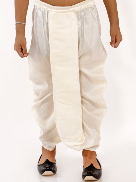 Vastramay Boys Cream Silk Blend Solid Dhoti