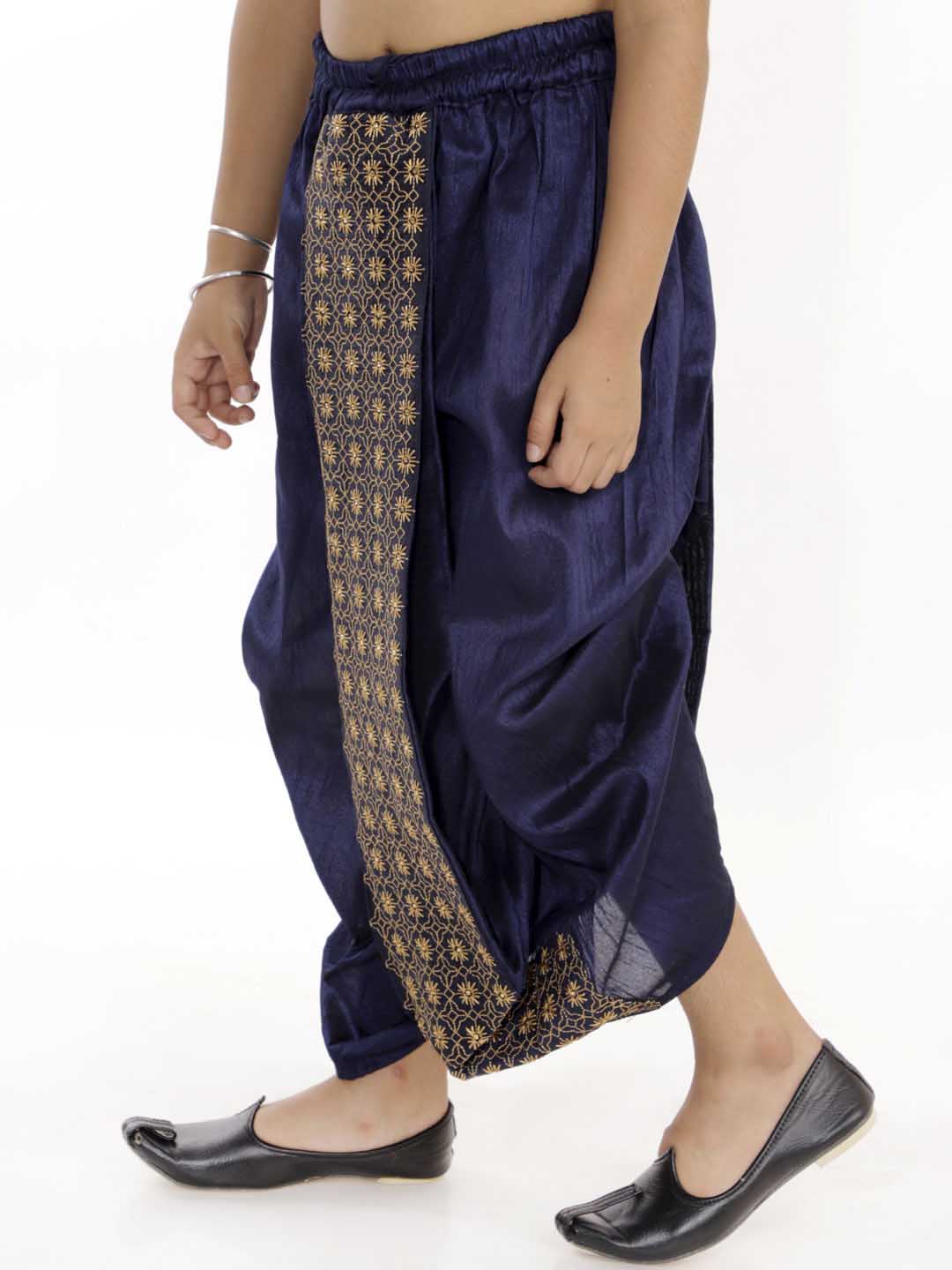 Vastramay Navy Blue Silk Blend Dhoti