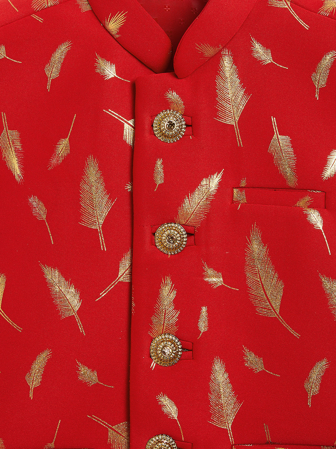 vastramay boys red and gold nehru jacket
