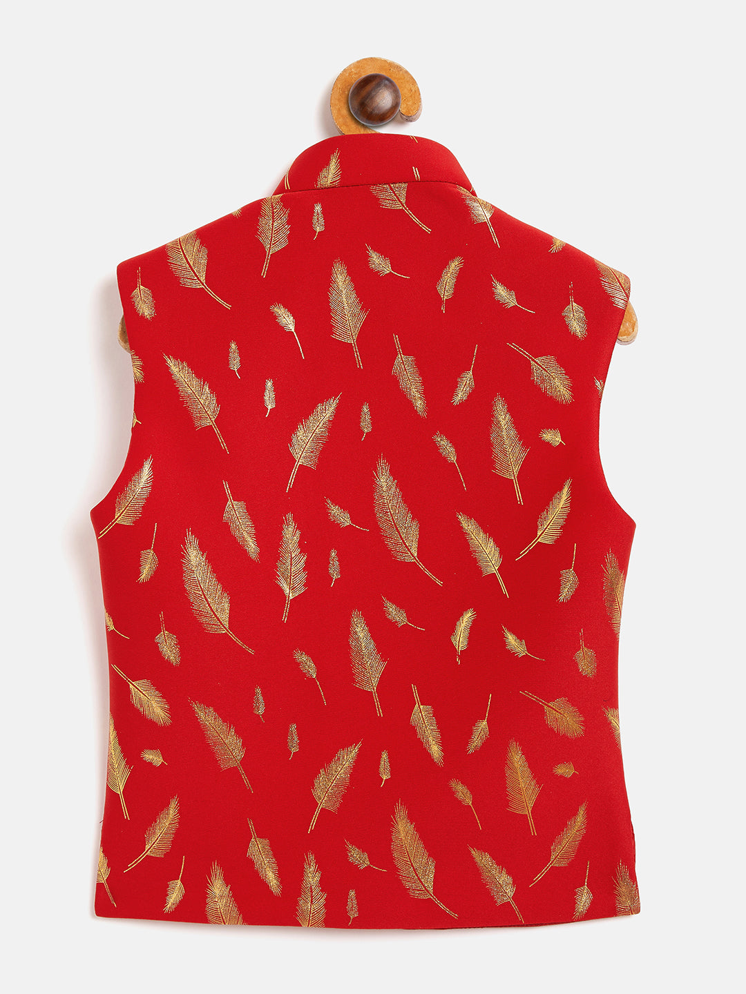 vastramay boys red and gold nehru jacket