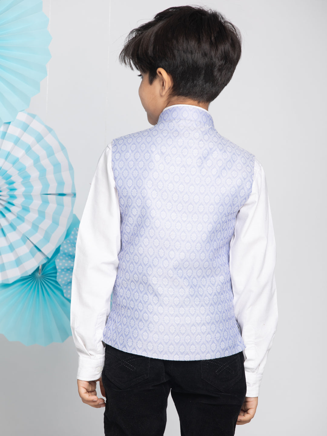 vastramay boys light blue nehru jacket