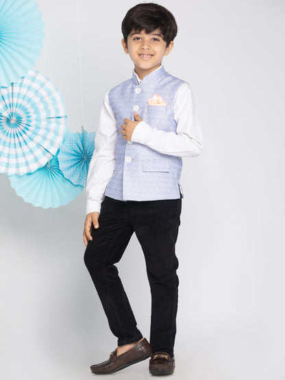 vastramay boys light blue nehru jacket