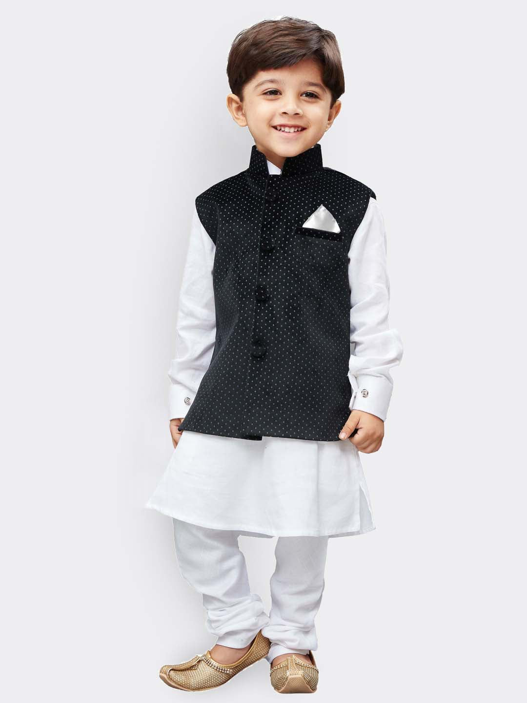 VASTRAMAY Boys' Black Velvet Nehru Jackets - PUSHMYCART