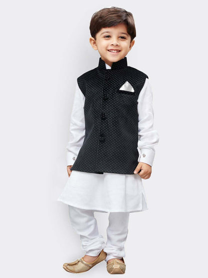 VASTRAMAY Boys' Black Velvet Nehru Jackets - PUSHMYCART