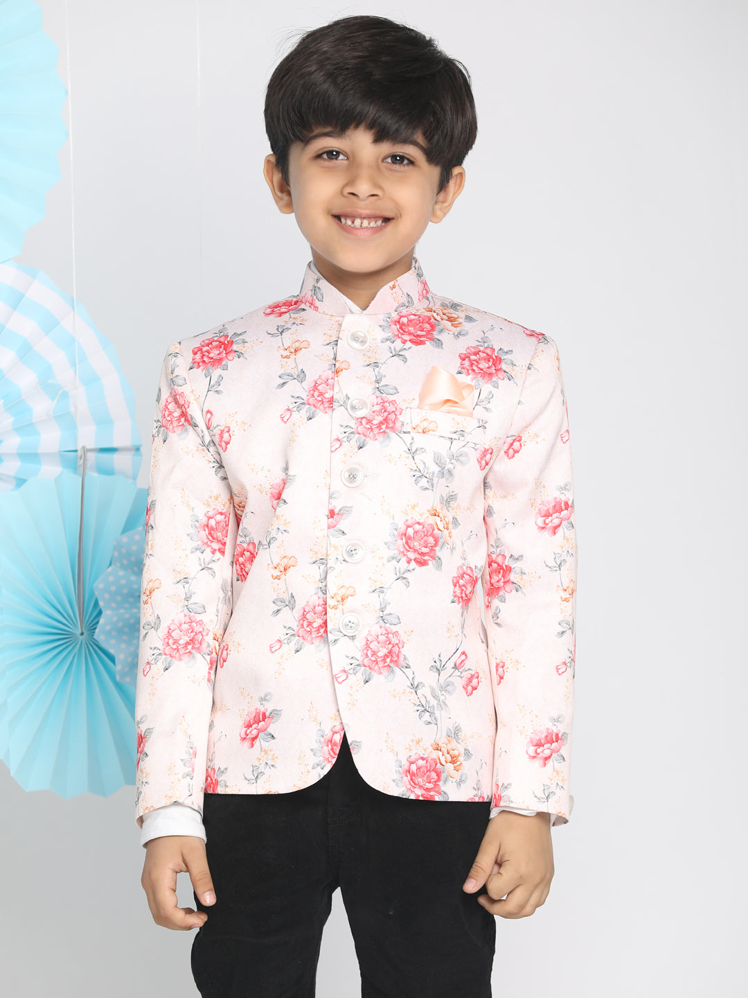 vastramay boys multicolor base peach jodhpuri