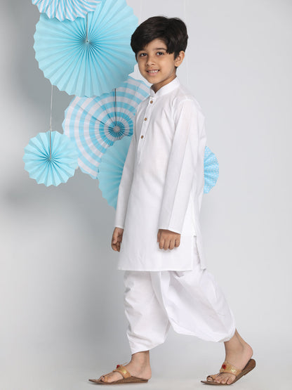 vastramay boys white kurta and dhoti set 1