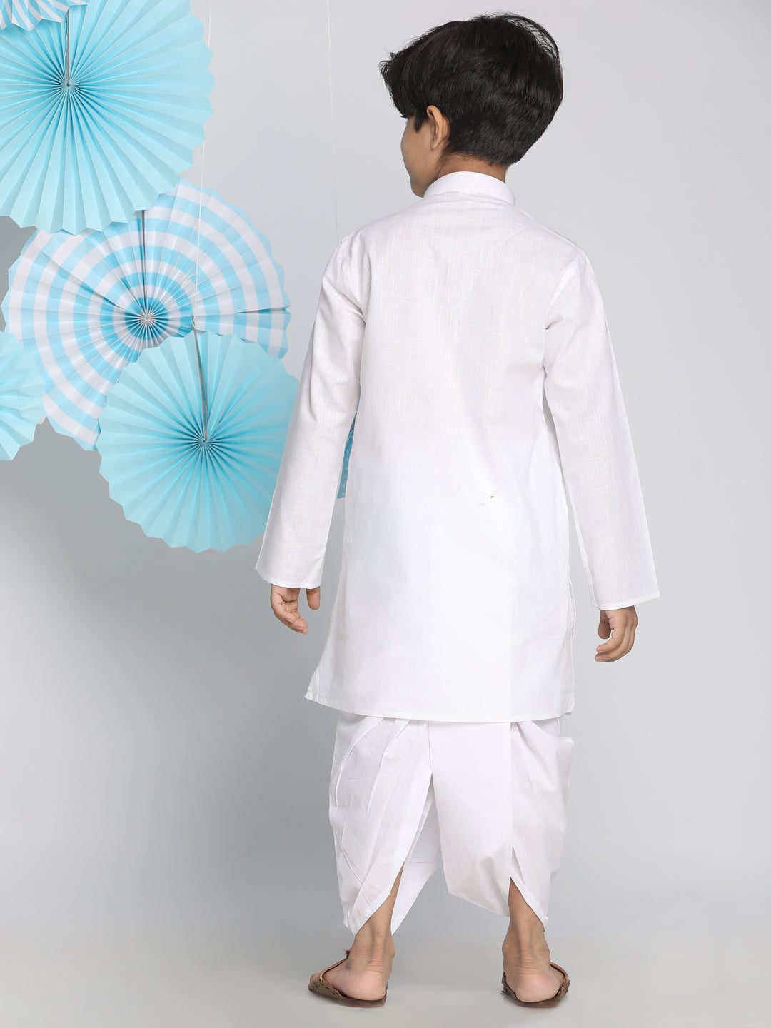 vastramay boys white kurta and dhoti set 1