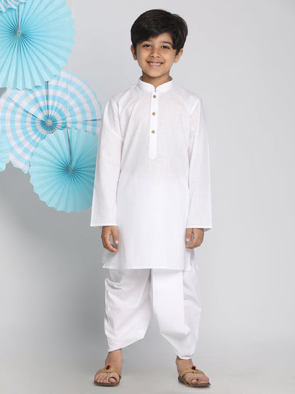 vastramay boys white kurta and dhoti set 1