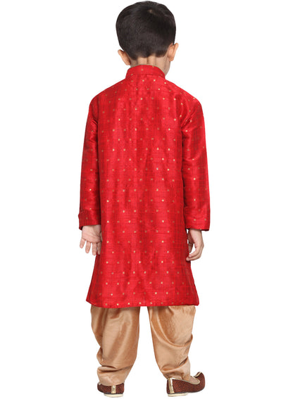Vastramay Silk Blend Maroon Woven Sibling Set - PUSHMYCART