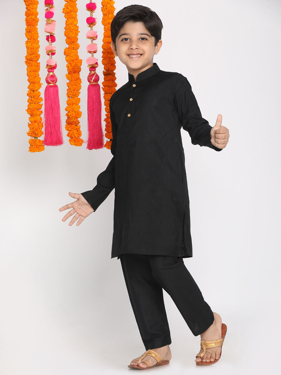 Vastramay Boys Black Kurta with Pyjama - PUSHMYCART